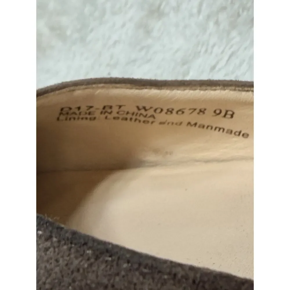 Cole Haan Grand OS Suede Wedge Pumps Taupe Gray Strappy Shoes Women Size 9B